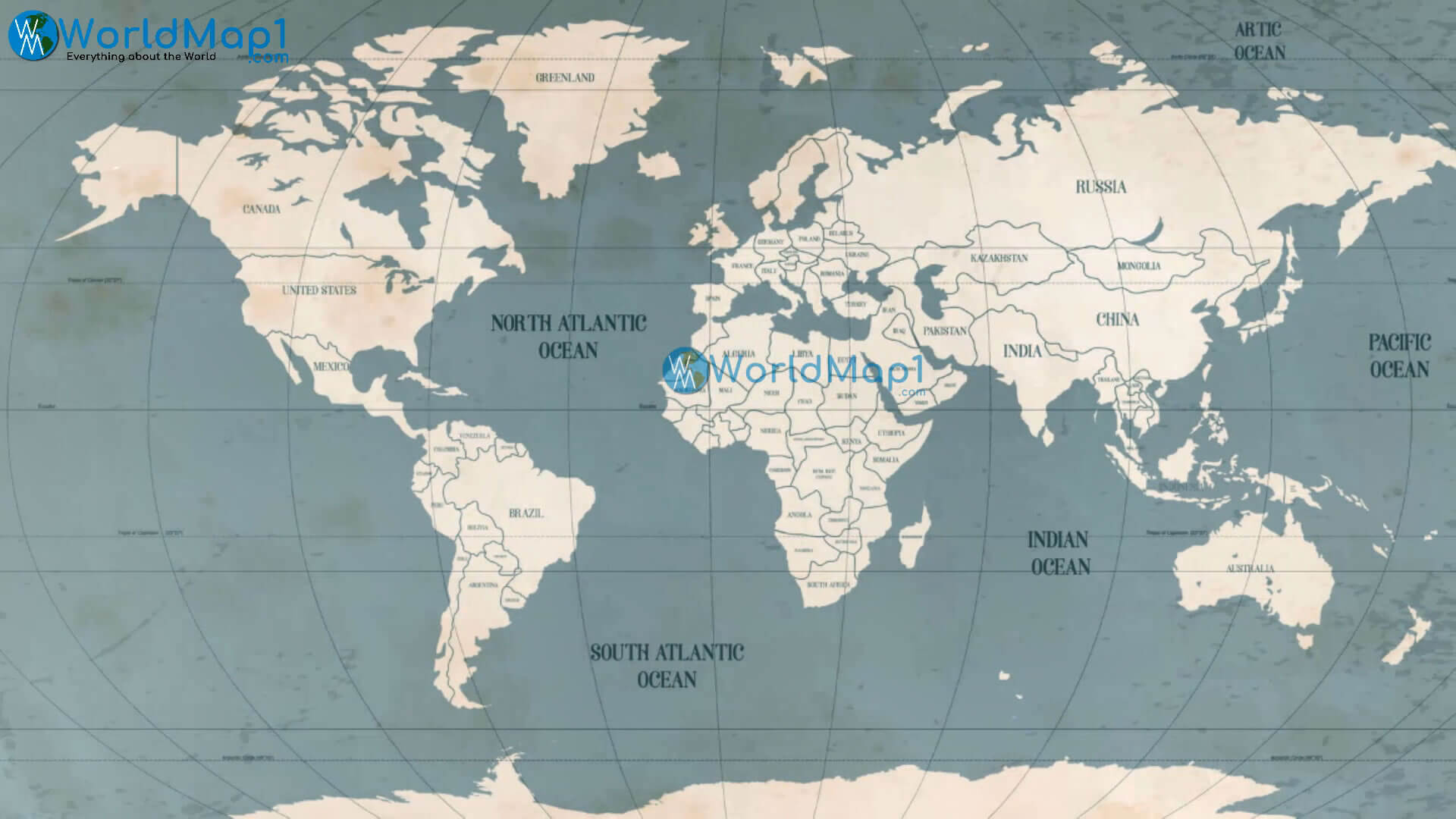 Dünya Boş Haritası Krem Rengi